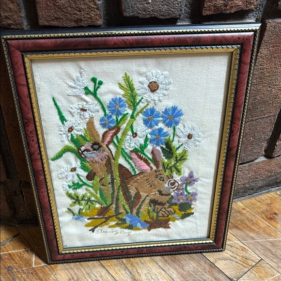 Floral Embroidered Wall Art - Picture 1 of 4